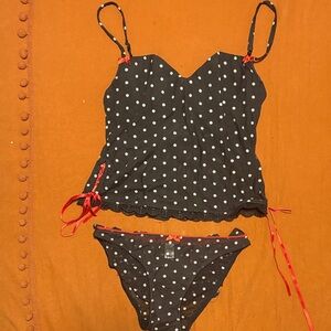 Victoria's Secret Black and White Polka Dot Bra Set